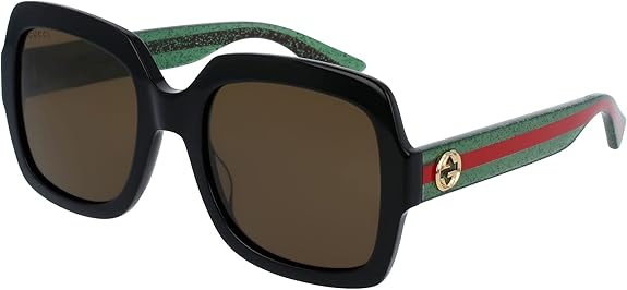 Gucci 古驰女式方形太阳镜 GG0036SN 002 黑色/绿色/红色 54mm 0036